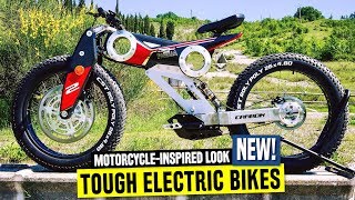 8 Electric Motorcycleinspired Bicycles w Oversized Fat Tires and Amazing Looks [upl. by Lehcyar]