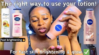 Step by step How to use a body lotion for it to brighten amp glow your skin 💯 Nivea even glow [upl. by Enileve295]