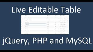 Create Live Editable Table with jQuery PHP and MySQL [upl. by Vanhook]