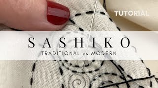 SASHIKO Traditional vs Modern sashiko embroidery howtosew wellness flowstate mentalhealth [upl. by Annet121]