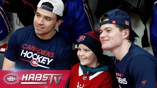 Brave 10yearold fan meets Cole Caufield and Nick Suzuki [upl. by Blakely]