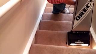 Oreck XL2800 Vacuuming Stairs Top View [upl. by Ardnazil471]