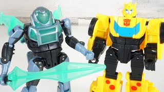 Transformers Earthspark Cyber Combiner Bumblebee and Mo Malto Robot with Exo Suit [upl. by Llewkcor712]