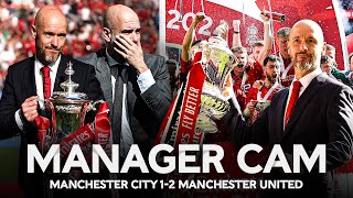 Manager Cam  Ten Hag v Guardiola  Manchester City 12 Manchester United  Final  Emirates FA Cup [upl. by Dimitry912]