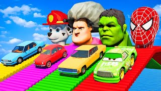 TRANSPORTING PIXAR CARS amp FRUITS WITH COLORED amp JOHN DEERE vs CLAAS vs TRACTORS  BeamNGdrive 962 [upl. by Ofilia]