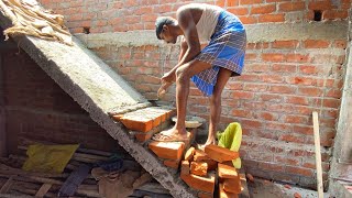 Impressively amazing work How to build Brick Steps AccuratelyUsing by sand and cement Constuction [upl. by Leirraj]