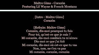 Maitre Gims  Corazón LyricsParoles Feat Lil Wayne amp French Montana [upl. by Garrik]