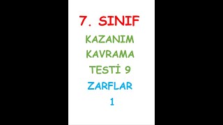 7 SINIF TÜRKÇE DERSİ KAZANIM KAVRAMA TESTİ ZARFLAR 9 TEST [upl. by Everrs]