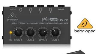 Behringer MicroAmp HA400 UltraCompact 4 Channel Stereo Headphone Amplifier 1 in 4 out [upl. by Aynotak]