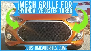 Hyundai Veloster Turbo Brickless Mesh Grill Installation HowTo by customcargrillscom [upl. by Puri402]