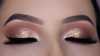 Classic Brown Glitter Eye Makeup Tutorial [upl. by Darwen]