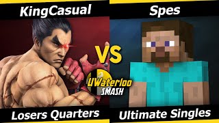 UWaterloo SSBU S24w3 Losers Quarters  KingCasual Kazuya vs Spes Steve [upl. by Arnon680]