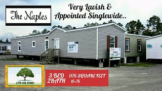 THE NAPLES BY LIVE OAK HOMES 3 BEDROOM 2 BATHROOM SINGLEWIDE 1176 SQUARE FEET 16 X 76 [upl. by Holly-Anne]