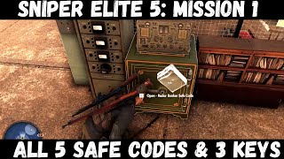 Sniper elite 5 All 5 safe codes and 3 keys locations in Mission 1 [upl. by Hubsher]