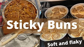 Sticky Buns in bulk recipe  Come bake with me [upl. by Ahker]