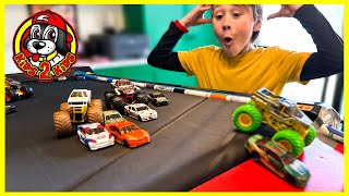 MONSTER TRUCKS VS RACE CARS 🏎️ TREADMILL RACE Monster Jam Race Cars [upl. by Freddi]