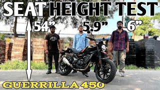 New Royal Enfield Guerrilla 450  Ultimate seat height test  PoweronTorque [upl. by Volny434]