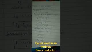 Engineering Physics  Fermi level in an Intrinsic Semiconductor  Derivation [upl. by Naldo]