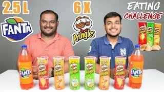 PRINGLES WITH FANTA EATING CHALLENGE  Pringles Potato Chips Eating Competition  Food Challenge [upl. by Drucill]