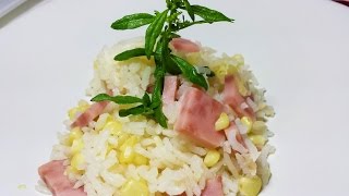 COCINAR ARROZ BLANCO CON JAMON RICO Y SABROSO [upl. by Reffinej]