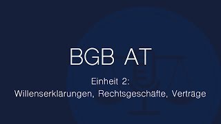 BGB AT Folge 2 Willenserklärungen Rechtsgeschäfte Verträge [upl. by Barger]