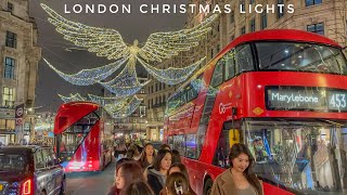 London Best Christmas Lights and Shops Displays 2024  London’s Walking Tour 4K HDR [upl. by Eikcid]