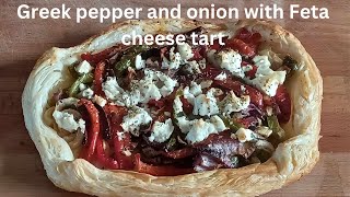 Greek Pepper and Onion Tart with Feta Cheese  Easy Mediterranean Recipe [upl. by Ysak]