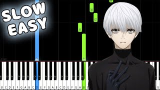 Unravel  Tokyo Ghoul OP  SLOW EASY Piano Tutorial animelovemen [upl. by Elylrac]