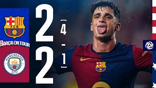 HIGHLIGHTS  FC BARCELONA 2 4  1 2 MANCHESTER CITY  USA TOUR 2024 [upl. by Aicnorev]