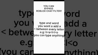 YOU CAN BYPASS ROBLOX CHAT FILTER roblox shorts [upl. by Arrotal]