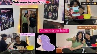 Colouring our hair at HOME✨  Streak hair Color💕 Vlog 9🥹 haircolour howtodyehairathome streaks [upl. by Nuawed]