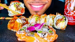 ASMR SUSHI EATING MUKBANG 寿司  SASHIMI SUSHI ROLLS BIG BITES  NO TALKING [upl. by Paugh]