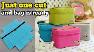 ⭐New Trick  Lunch box bag making at home bag cutting and stitching box pouch DIY makeup pouch [upl. by Asiuqram]