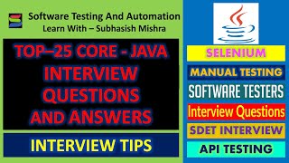 Top 25 Java Interview Questions and Answers for SDET [upl. by Ecylla]