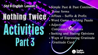 Std 9 English Lesson 3 quotNothing Twicequot  ACTIVITIES Part 3  Grammar amp Discourses Gratitude Card [upl. by Faina]