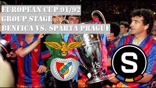 European Cup 9192  Group Stage  Benfica vs Sparta Prague [upl. by Dlanigger]