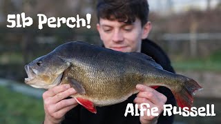 BIG PERCH fishing  Alfie Russell 4 amp 5lb Perch [upl. by Ecirtram]