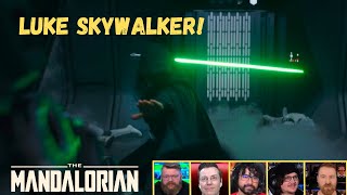 Reactors Reacting to LUKE SKYWALKER HALLWAY SCENE  The Mandalorian 2x8 quotThe Rescuequot [upl. by Ardy]