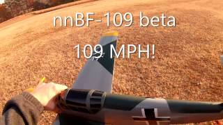 NerdNic RC airplane nnBF109 reaches 109mph [upl. by Nylanna738]