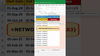 Calculate Working Days Use NETWORKDAYS Function in Excel excel shortvideo excelbasic [upl. by Aicxela859]