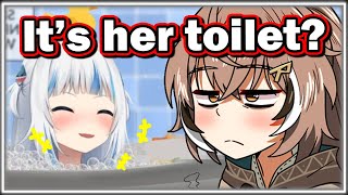 Chat tells Mumei that shes actually in Gura’s Bath Water【Hololive】 [upl. by Kalasky]