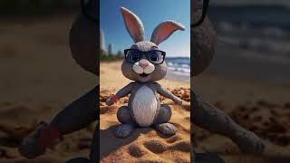 cartoon rabbit on the beach rabbita bunny happyrabbit anakanak cute imut [upl. by Earas]