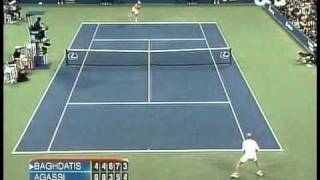 Tennis Agassi Baghdatis set 5 highlights [upl. by Biddy619]