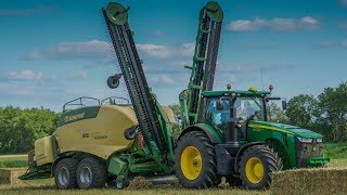 UNIQUE EN FRANCE pressage de luzerne  JOHN DEERE 8R  KRONE  Andaineur NADAL  journuit [upl. by Delfeena]