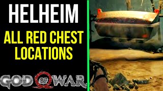 God of War  All Red Chests Locations for Helheim [upl. by Enilarac]