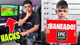 MI HERMANO USA HACKS Y LE BANEAN SU CUENTA DE FORTNITE [upl. by Prospero]