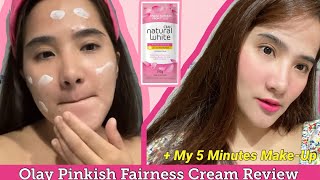 OLAY NaTURAL WHITE PINKISH FAIRNESS CREAM  MY 5 MINUTES MAKEUP ROUTINE [upl. by Malvino]