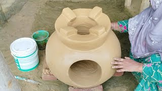 How to make a Beautiful Rural Chulha Design । DIY cooking Solutions। Mud Chulha Construction viral [upl. by Saduj]