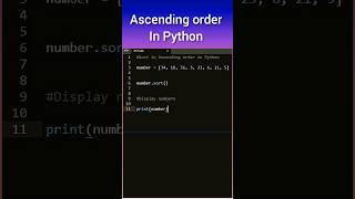 Sorting list in ascending order using Python python programming [upl. by Guevara412]