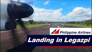 PAL EXPRESS Q400  Final Approach and Landing in Legazpi Airport [upl. by Nosnibor787]